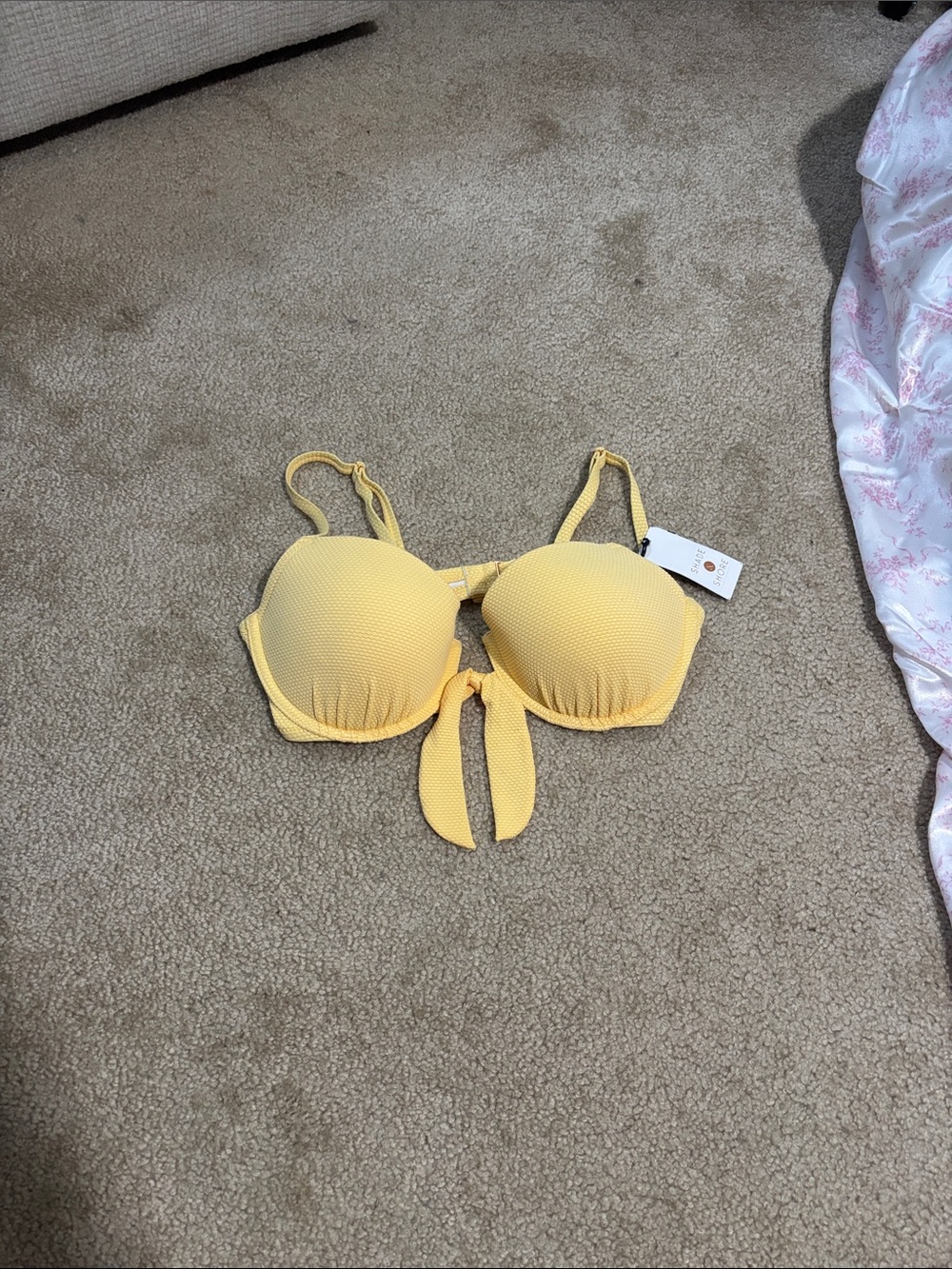 Shade & Shore Yellow Tie-Front Padded Bikini Top
